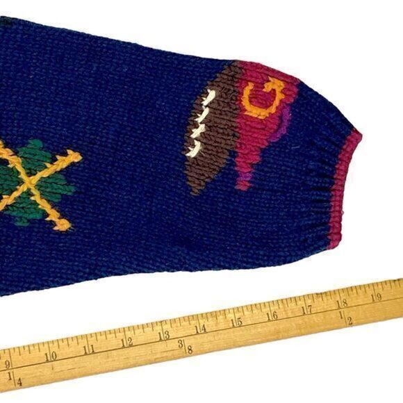 Northern Isles Sweater Womens 2X Blue Varsity Back to School Hand Knit Cardigan - Picture 15 of 16